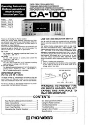 Pioneer CA-100 Operating Instructions Manual
