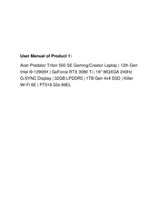 Acer Predator Triton 500 SE User Manual