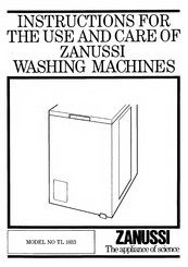 Zanussi TL1033 Instructions For The Use And Care