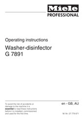 Miele professional G 7891 Operating Instructions Manual