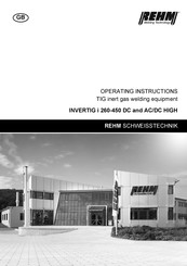 REHM INVERTIG i 350 AC/DC HIGH Operating Instructions Manual
