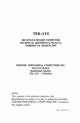 Teknor Industrial Computers TEK-AT4 Technical Reference Manual