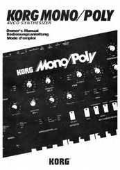 Korg Mono/Poly Owner's Manual