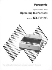 Panasonic KX-P3196 - KX-P 3196 B/W Dot-matrix Printer Operating Instructions Manual