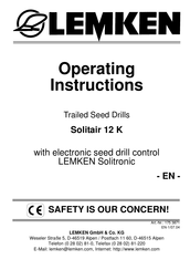 LEMKEN Solitair 12 K Operating Instructions Manual