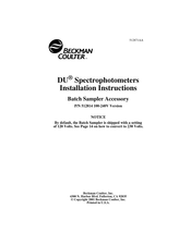 Beckman Coulter DU 600 Series Installation Instructions Manual