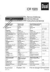 Dual CR 1020 Service Manual