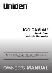 Uniden iGO CAM 445 Owner's Manual