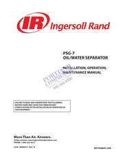 Ingersoll-Rand PSG-7 Installation, Operation & Maintenance Manual