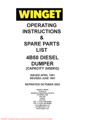 Winget 4B50 Operating Instructions/Spare Parts List