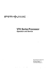 Sperry instrument UNIVAC V70 Series Operation And Service