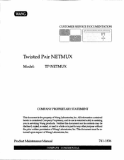 Wang TP-NETMUX Maintenance Manual