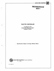 Varian 620/f Teletype Controller Manual