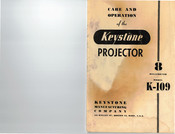 Keystone K-109 Care And Operation Instructions Manual