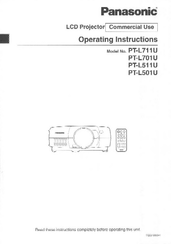Panasonic PTL711U - LCD PROJECTOR Operating Instructions Manual