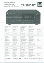 Dual CR 3700 RC Service Manual
