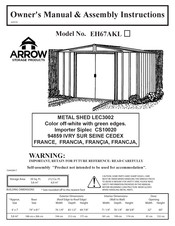 Arrow Storage Products EH67AKL Owner's Manual & Assembly Instructions