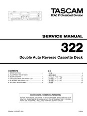 TEAC PROFESSIONAL TASCAM 322 Service Manual