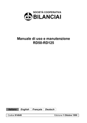 Bilanciai RD125 Use And Maintenance Handbook