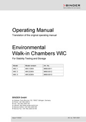 Binder WIC Series Operating Manual