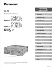 Panasonic AG7150E - VHS Operating Instructions Manual