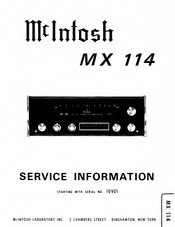 McIntosh MX 114 Service Information