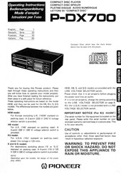 Pioneer P-DX700 Operating Instructions Manual