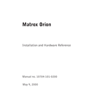 Matrox Orion Installation And Hardware Reference