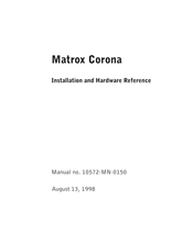 Matrox Corona Installation And Hardware Reference