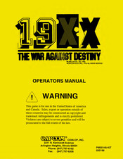 Capcom 19XX THE WAR AGAINST DESTINY Operator's Manual