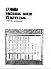 Yamaha RM804 Operation Manual