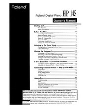 Roland HP 145 Owner's Manual