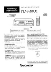 Pioneer PD-M801 Operating Instructions Manual
