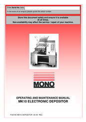 Mono MK10 Operating And Maintenance Manual