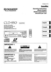 Pioneer LaserDisc CLD-950 Operating Instructions Manual