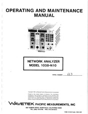 Wavetek 1038-N10 Operating And Maintenance Manual