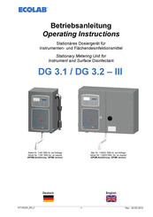 Ecolab 116820 Operating Instructions Manual