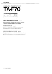 Sony TA-F70 Operating Instructions Manual