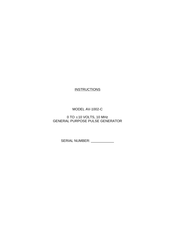 Avtech AV-1002-C Instructions Manual