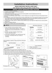 Frigidaire FHWW085WE1 Installation Instructions Manual