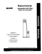 Sears Kenmore 625.349223 Owner's Manual