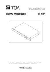 Toa EV-350P Operating Instructions Manual