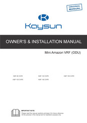 Kaysun KMF-160 DVR5 Owners & Installation Manual