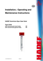 HADEF 23/09 Installation, Operating And Maintenance Instructions