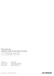 Lexus HomeLink CT200h RHD Installation Instructions Manual