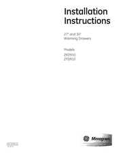 GE Monogram Z1D910 Installation Instructions Manual