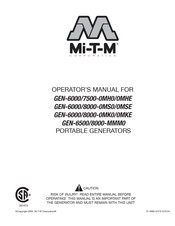 Mi-T-M GEN-6000/7500-0MH0/0MHE Operator's Manual