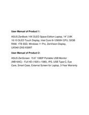 Asus UX5401ZAS-XS99T User Manual