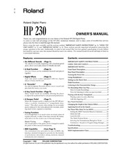 Roland HP 230 Owner's Manual