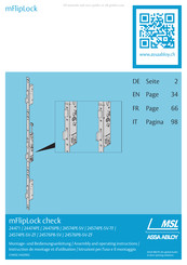 Assa Abloy MSL mFlipLock check 24471 Assembly And Operating Instructions Manual